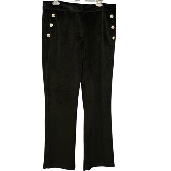 Maison D'Amelie Black Velour Straight Leg Sailor Trousers with Gold Buttons - Picture 1 of 12